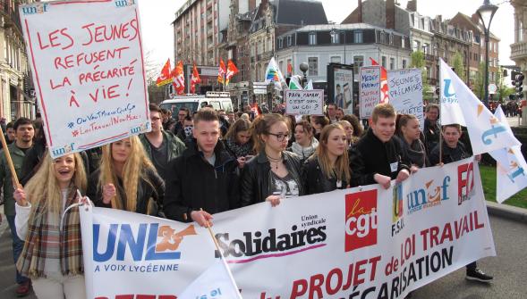 Arras , 150 jeunes manifestants contre la loi du travail ce jeudi