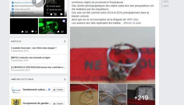 Entre Arrageois et Lensois , 180 bijoux attendent leurs propriétaires sur le Facebook de la gendarmerie