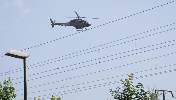 Euro 2016 à Lens , un hélicoptère a survolé la ville pour des repérages