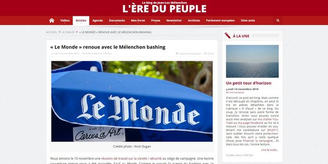 Les attaques de Jean-Luc Mélenchon contre des journalistes du  Monde  sont inacceptables